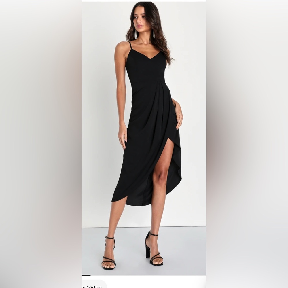 Lulus Reinette Black Midi Dress - Black - Small